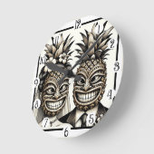 Bruid en bruidegom Aloha Ananas Tiki Hoofd Bruilof Ronde Klok (Hoek)