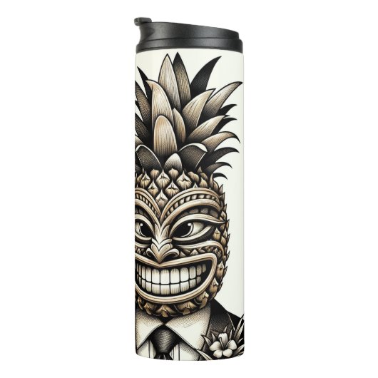 Bruid en bruidegom Aloha Ananas Tiki Hoofd Bruilof Thermosbeker (Geroteerd rechts)