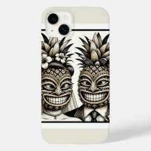 Bruid en Bruidegom Aloha Ananas Tiki Hoofd Trouwen