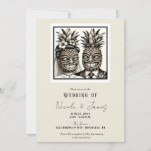 Bruid en Bruidegom Aloha Ananas Tiki Hoofd Trouwen