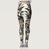 Bruid en Bruidegom Aloha Ananas Tiki Hoofd Trouwen Leggings (Voorkant)
