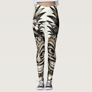 Bruid en Bruidegom Aloha Ananas Tiki Hoofd Trouwen Leggings