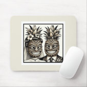 Bruid en Bruidegom Aloha Ananas Tiki Hoofd Trouwen Muismat (Met muis)