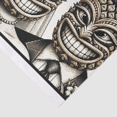 Bruid en Bruidegom Aloha Ananas Tiki Hoofd Trouwen Tissuepapier (Detail)