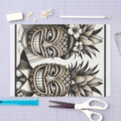 Bruid en Bruidegom Aloha Ananas Tiki Hoofd Trouwen Tissuepapier (Craft)