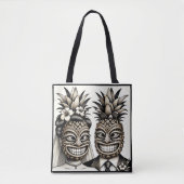 Bruid en Bruidegom Aloha Ananas Tiki Hoofd Trouwen Tote Bag (Voorkant)