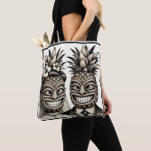 Bruid en Bruidegom Aloha Ananas Tiki Hoofd Trouwen Tote Bag (Dichtbij)