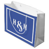 Bruid en bruidegom Ampersand Blauw Grote Gift Bag Groot Cadeauzakje (Achterkant Gekanteld)