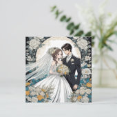 Bruid en bruidegom Anime bruiloft Kaart (Staand voorkant)