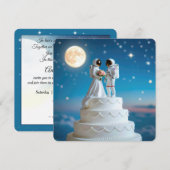 Bruid en bruidegom astronauten op een bruidstaart kaart (Voorkant / Achterkant)