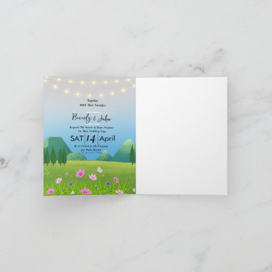 Bruid en bruidegom Bewaar de Datum Bruiloft Uitnod (Binnen)