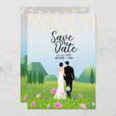 Bruid en bruidegom Bewaar de Datum Bruiloft Uitnod Kaart (Voorkant / Achterkant)
