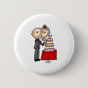 Bruid en bruidegom bij de bruidstaart Button