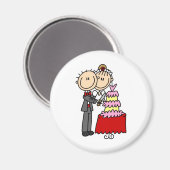 Bruid en bruidegom bij de bruidstaart magneet (Voorkant / Achterkant)