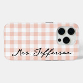 Bruid en Bruidegom Bijpassend Perzik Schotse Ruit Case-Mate iPhone Case (Achterkant (horizontaal))