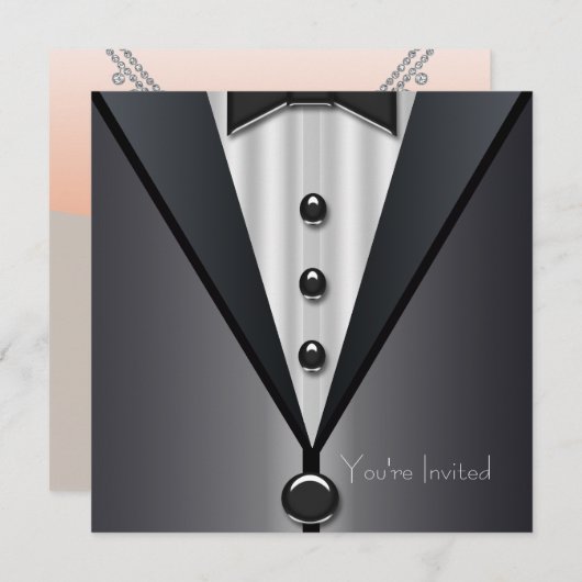 Bruid en Bruidegom Black Tie Feest Kaart (Voorkant / Achterkant)