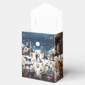 Bruid en bruidegom Blauw Western Patroon Bruiloft Bedankdoosjes (Geopend)