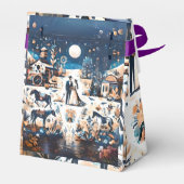 Bruid en bruidegom Blauw Western Patroon Bruiloft Bedankdoosjes (Achterkant)