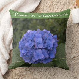 Bruid en Bruidegom Blauwe Hortensia Personaliseer Kussen
