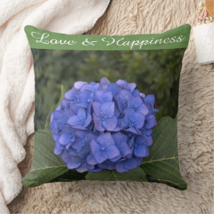 Bruid en Bruidegom Blauwe Hortensia Personaliseer Kussen