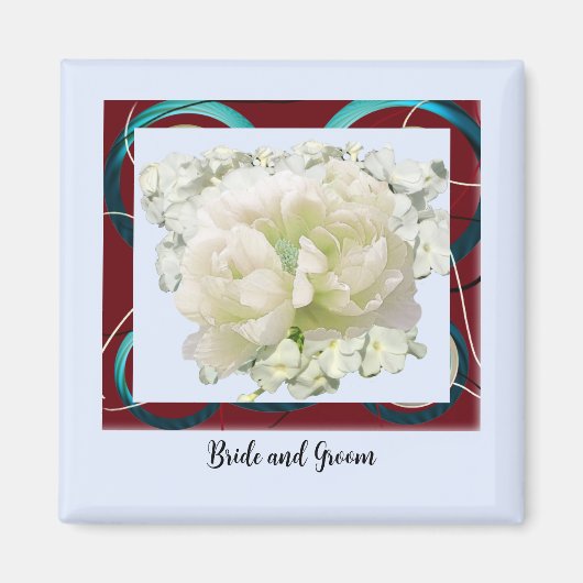 Bruid en Bruidegom Bloem Magnet voor Trouwfeest (Voorkant)