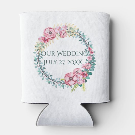 Bruid en bruidegom bloemenkrans blikjeskoeler (Achterkant)