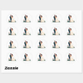 Bruid en Bruidegom Bloemensticker Ronde Sticker (Vel)