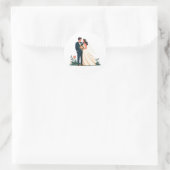 Bruid en Bruidegom Bloemensticker Ronde Sticker (Tas)