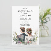 Bruid en Bruidegom Botanische Bloemstukken Koppel  Kaart (Staand voorkant)