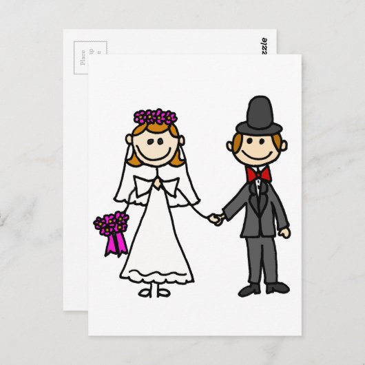 Bruid en bruidegom bruiloft Cartoon Briefkaart (Voorkant / Achterkant)