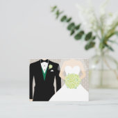 Bruid en bruidegom bruiloft groene info behuizing  informatiekaartje (Staand voorkant)