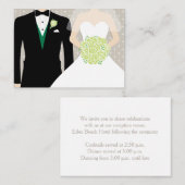 Bruid en bruidegom bruiloft groene info behuizing  informatiekaartje (Voorkant / Achterkant)