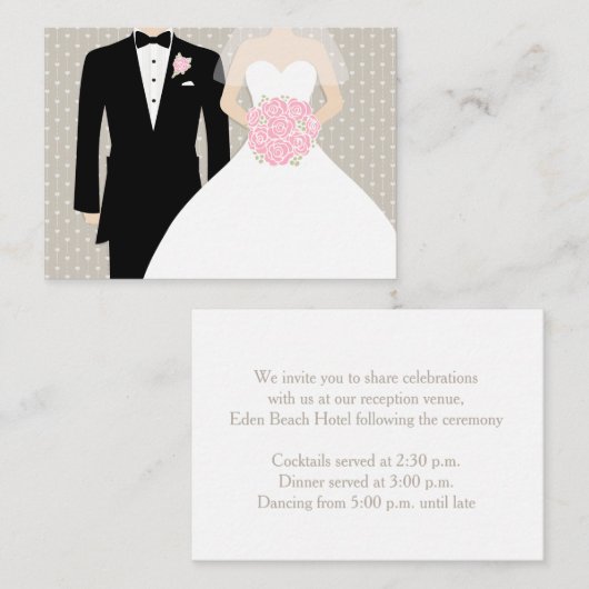 Bruid en bruidegom bruiloft info behuizing kaart (Voorkant / Achterkant)