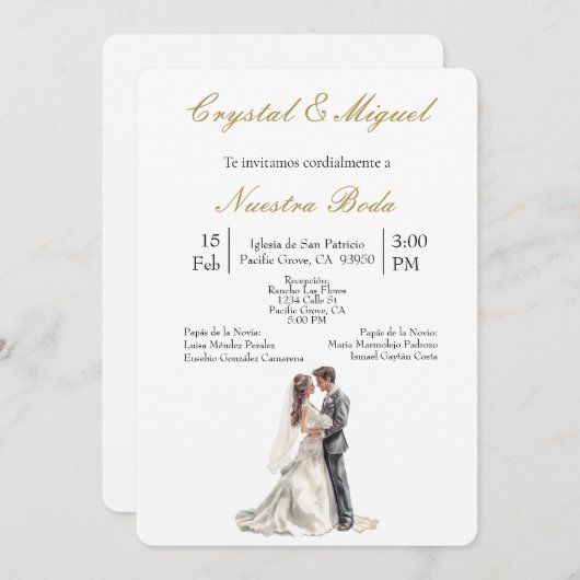 Bruid en bruidegom bruiloft kaart (Voorkant / Achterkant)