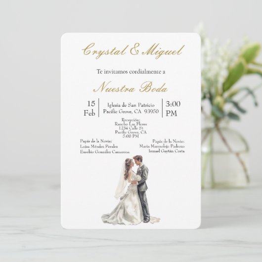 Bruid en bruidegom bruiloft kaart (Staand voorkant)