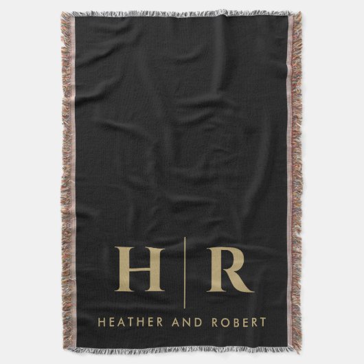 Bruid en bruidegom Bruiloft Monogram Minimalistisc Deken (Voorkant Verticaal)