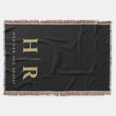 Bruid en bruidegom Bruiloft Monogram Minimalistisc Deken (Voorkant)