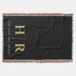 Bruid en bruidegom Bruiloft Monogram Minimalistisc Deken