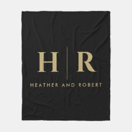 Bruid en bruidegom Bruiloft Monogram Minimalistisc Fleece Deken