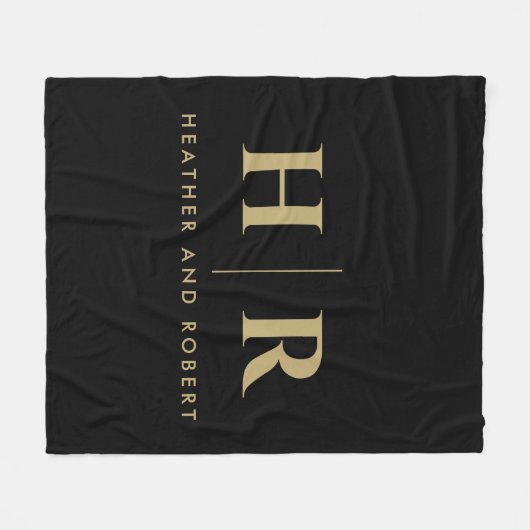 Bruid en bruidegom Bruiloft Monogram Minimalistisc Fleece Deken (Voorkant (Horizontaal))