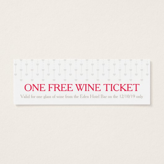 Bruid en bruidegom bruiloft rode gratis wijn vouch mini visitekaartjes (Achterkant)