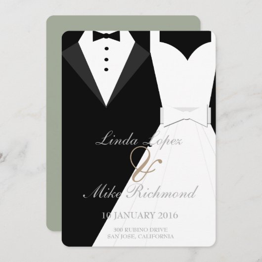 Bruid en bruidegom bruiloft uitnodiging Kaart (Voorkant / Achterkant)