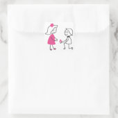 bruid en bruidegom Cartoon bruiloft Verloving Vierkante Sticker (Tas)