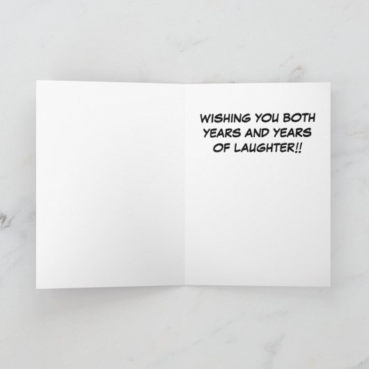 Bruid en bruidegom Cartoon gefeliciteerd Kaart (Binnen)