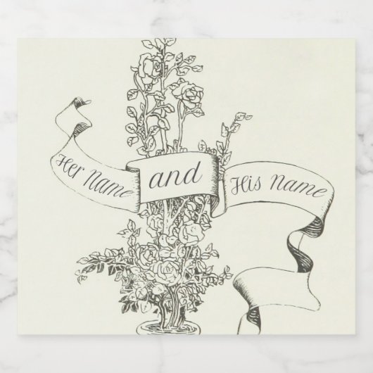 Bruid en Bruidegom Custom Champagne Label Sparkling Wijnetiket (Enkel label)