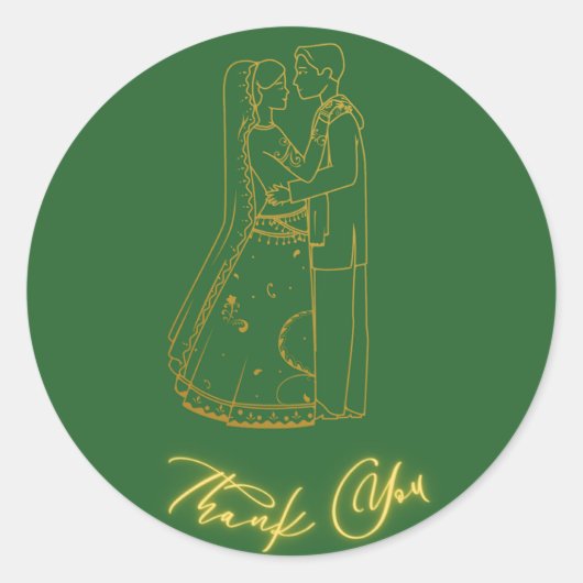Bruid en bruidegom Dank je 2 Ronde Sticker (Voorkant)