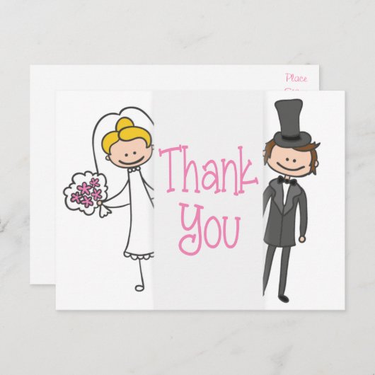 Bruid en bruidegom dank u bruiloft post Kaart (Voorkant / Achterkant)