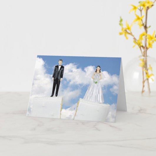 Bruid en bruidegom Echtscheiding Taart Kaart (Gele Bloem)