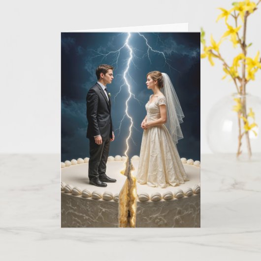 Bruid en bruidegom Echtscheiding Taart Kaart (Gele Bloem)