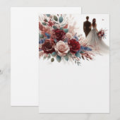 Bruid en bruidegom Elegant Blank Bloemen Bruiloft Kaart (Voorkant / Achterkant)
